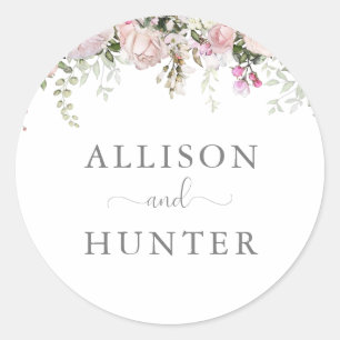 Vår Blommigt Monogram försegling Runt Klistermärke