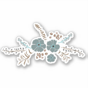 Vår Blommigt Motif Teal Rosa Grått Whimsical Klistermärken