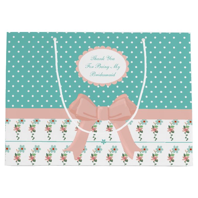 Vår Blommigt och Polka Dot Large Gift Bag (Framsidan)