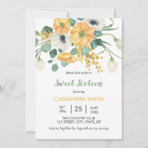 Vår Blommigt Orange & vit anemonfödelsedag