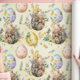 Vår Blommigt Påskhare Firande Gult Presentpapper