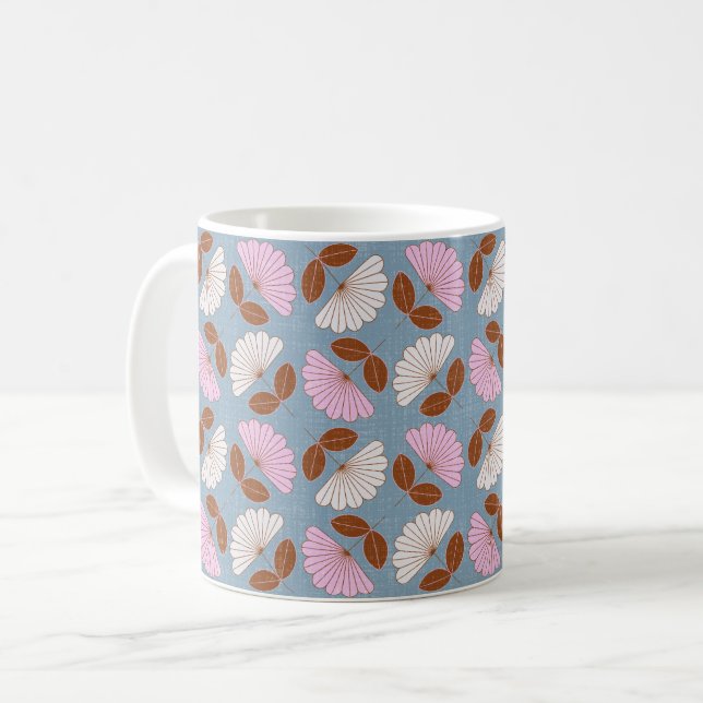 Vår blommigt - rosa, blått och vitt kaffemugg (Framsida vänster)