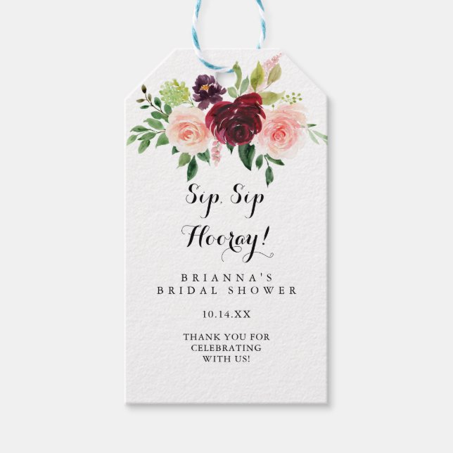 Vår Blommigt Sip Sip Hooray Möhippa Presentetikett (Framsidan)