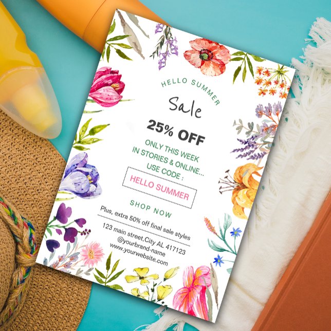 Vår blommigt Sommarsäljfrämjande flygare Reklamblad ( spring and summer sale promotion marketing flyer. #springflyer #brightcolor #springbloom #summer )