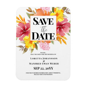 Vår Blommigt Spara datum Magnet