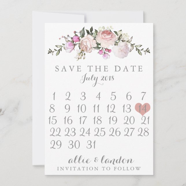 Vår Blommigt Spara datumkalender Datumet (Framsida)