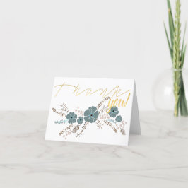 Vår Blommigt Teal Rosa Grått Flower Motif Tack Kort