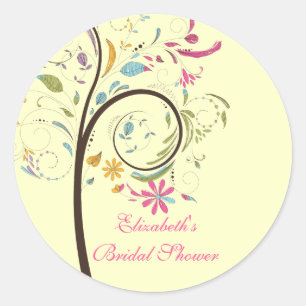 Vår Blommigt Träd Möhippa Sticker Runt Klistermärke