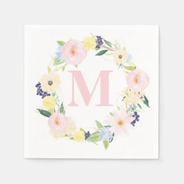 Vår Blommigt Utandning Monogram Bröllop Napkins Pappersservett