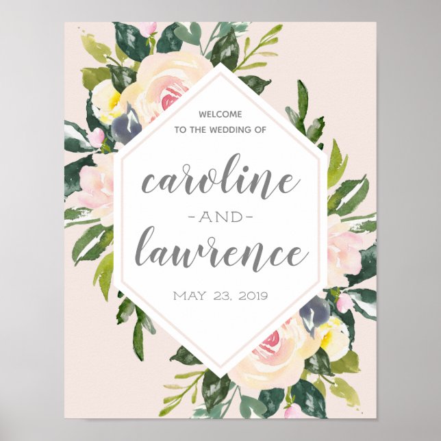 Vår Blommigt  | Välkomsttecken för Bröllop Poster (Framsidan)
