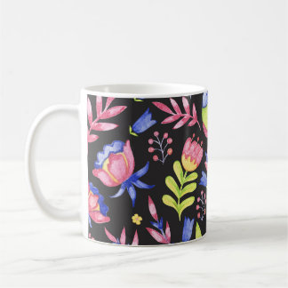 Vår Blommigt: Vattenfärg Sömlös Mönster Kaffemugg