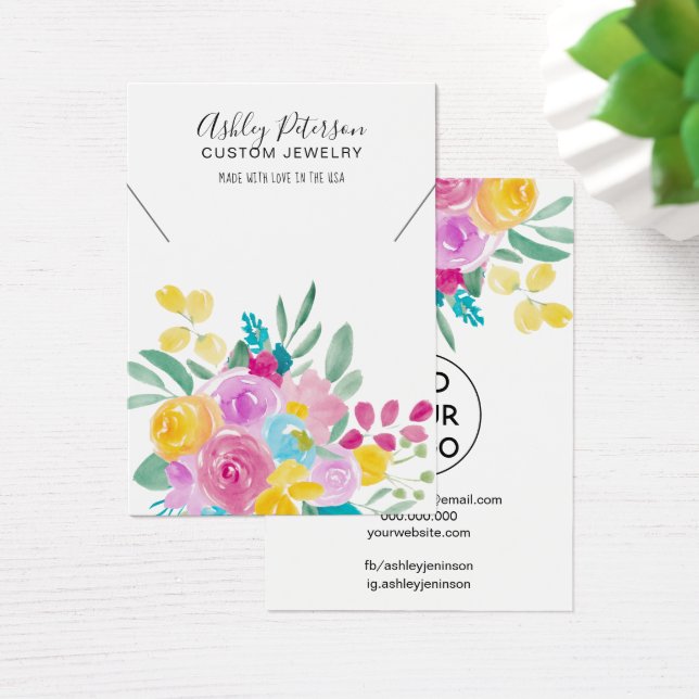 Vår Blommigt, visning för smyckeshalsband Visitkort (Skivbord)