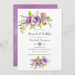 Vår Blommigt Watercolor Brunch och Bubly Inbjudningar