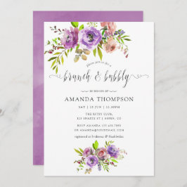 Vår Blommigt Watercolor Brunch och Bubly Inbjudningar