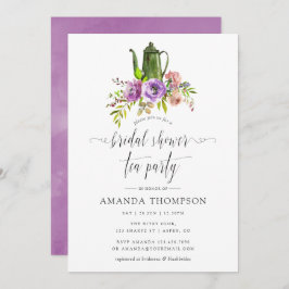 Vår Blommigt Watercolor Möhippa Tea Party Inbjudningar