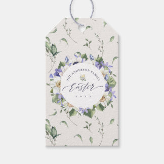 Vår Blommigt Watercolor Påsk Presentetikett