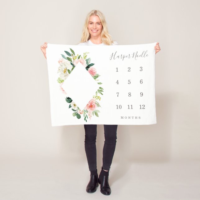 Vår Blommigts Diamond Baby milstolpe Blankett Fleecefilt (På plats)