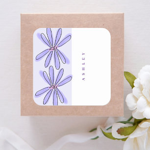 Vår Blommigts Lavender Lila Fyrkantigt Klistermärke