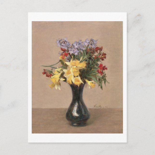 Vår blommor, 1869 (olja på arbetsyta) vykort (Framsida)