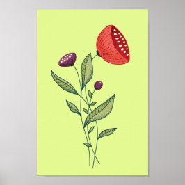 Vår blommor Abstrakt Botanical Line Art Poster