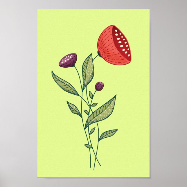 Vår blommor Abstrakt Botanical Line Art Poster (Framsidan)