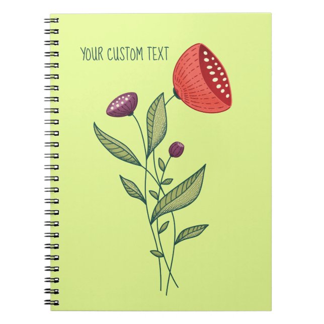 Vår blommor Abstrakt botaniskt minimalistiskt Anteckningsbok (Framsidan)