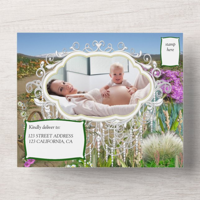 Vår blommor & ÄLVOR alla i en babyskare Al (Front)
