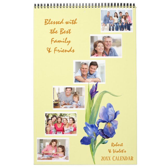 Vår blommor Anpassningsbar Photo Collage Gult Kalender (Omslag)