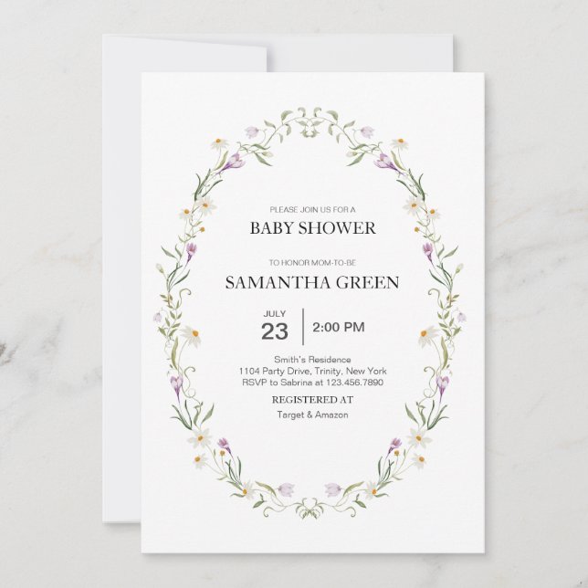 Vår blommor Baby Shower Inbjudningar (Framsida)