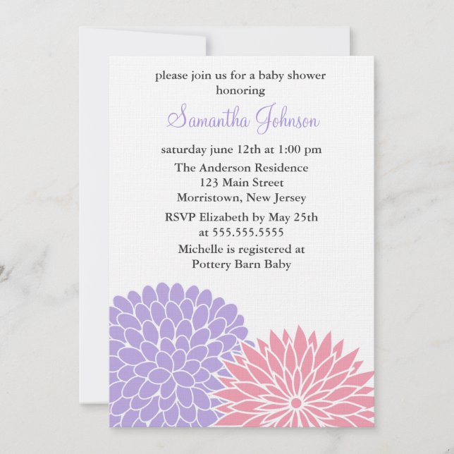 Vår blommor Baby Shower Inbjudningar (Framsida)