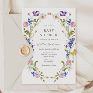 Vår blommor Baby Shower Inbjudningar