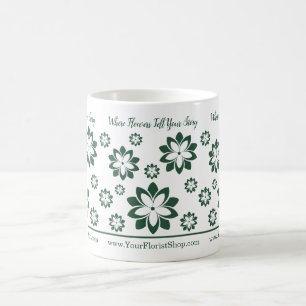Var blommor berättar för din berättelse om blomste kaffemugg