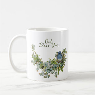 Vår blommor Bird Religiösa Välsigna dig Du Coffee Kaffemugg