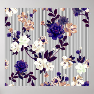 Vår blommor Black Silhouette Mönster Poster