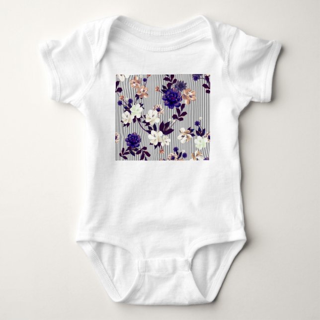 Vår blommor Black Silhouette Mönster T Shirt (Framsida)