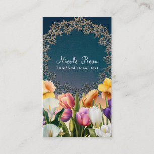 Vår blommor Blommigt Ram Elegant Chic Anpassningsb Visitkort