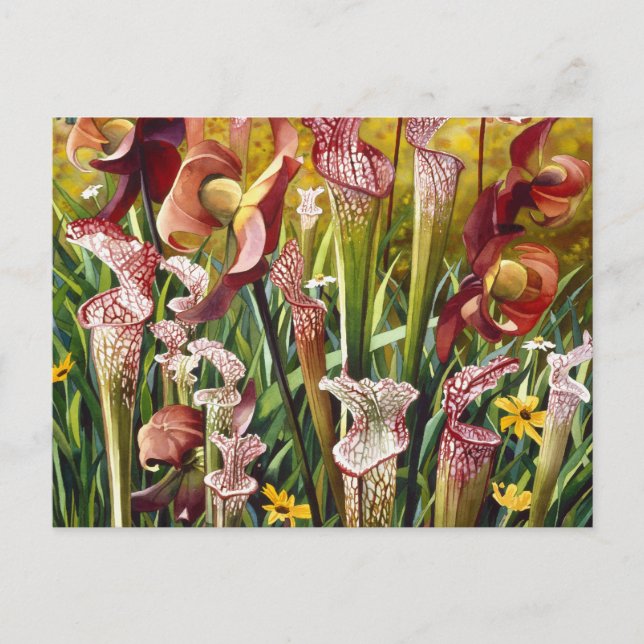 "Vår blommor" Blommigt Vattenfärgsbild Vykort (Framsida)