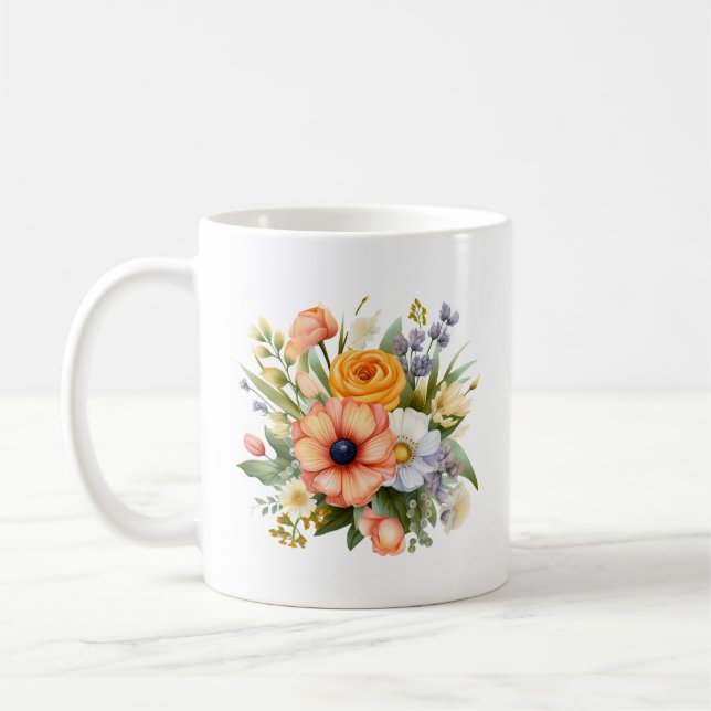 Vår blommor Bouquet Clipart-92390 Kaffemugg (Vänster)