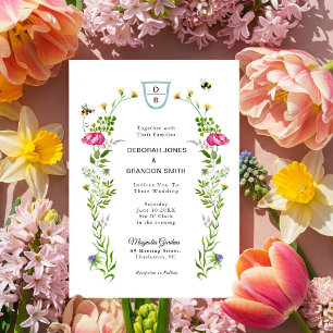 Vår blommor bröllopsinbjudan meddelande