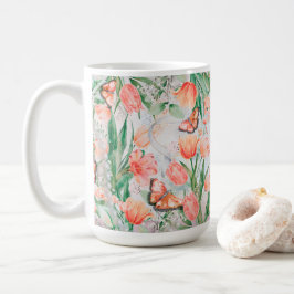 Vår blommor Butterflies Kaffemugg