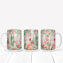 Vår blommor Butterflies Kaffemugg