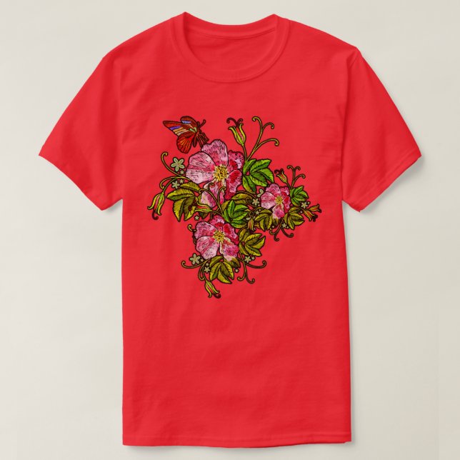 Vår blommor Butterflies T Shirt (Design framsida)