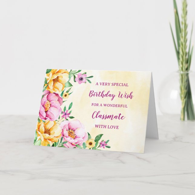 Vår blommor Classmate Birthday Card Kort (Framsida)