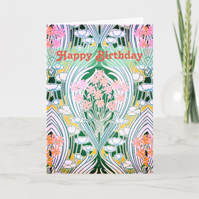 Vår blommor Colorful Grattis på födelsedagen Kort (Framsida)