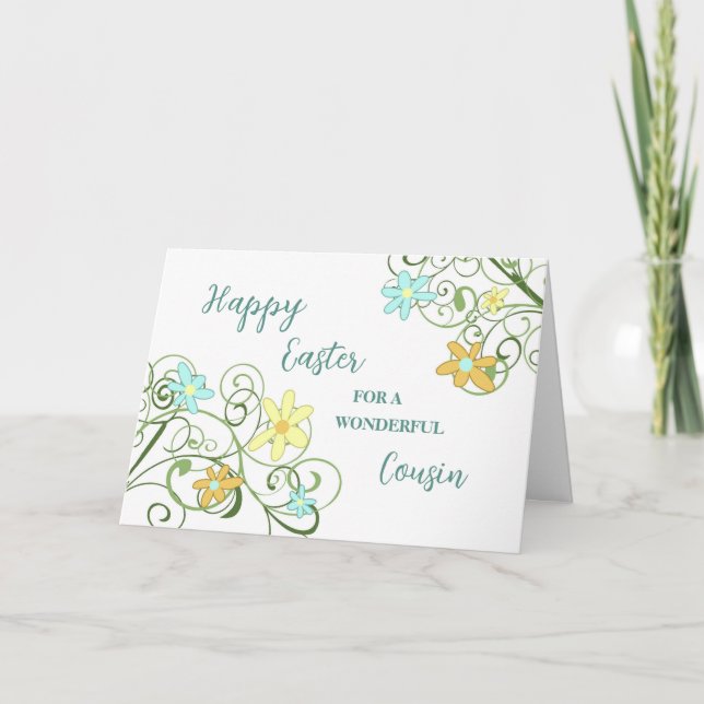 Vår blommor Cousin Glad påsk Helgkort (Framsida)