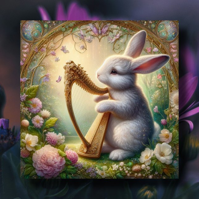 Vår blommor Cute Musical Bunny Påsk Julkort (Skapare uppladdad)
