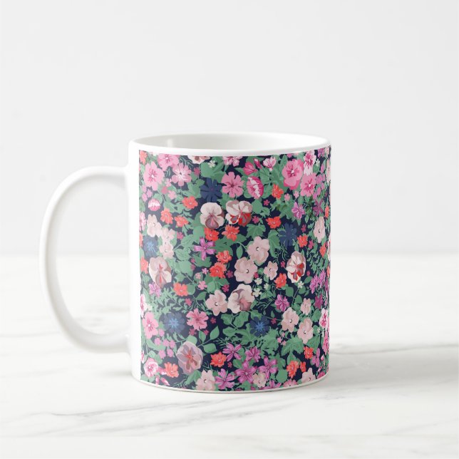 Vår blommor-design. Sömlöst blommönster. Pl Kaffemugg (Vänster)