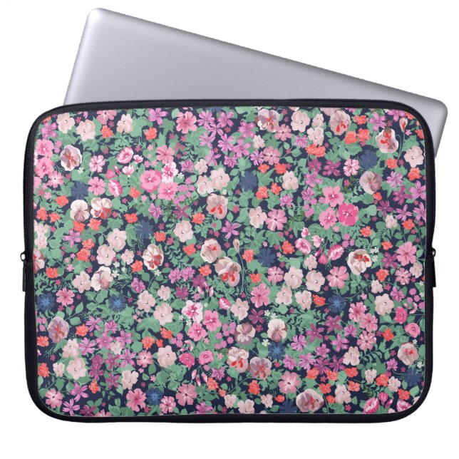 Vår blommor-design. Sömlöst blommönster. Pl Laptop Fodral (Framsidan)