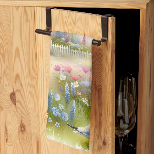 Vår blommor efter fyr Kustkusten Kökshandduk (Thirds Fold)