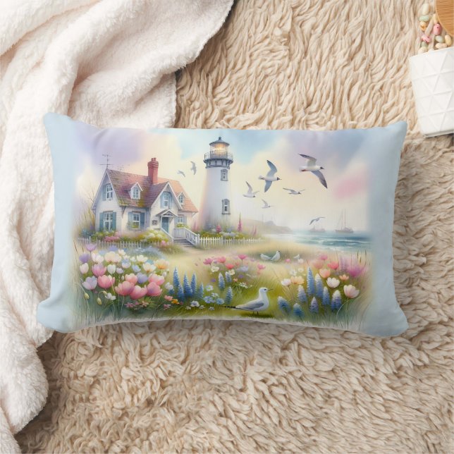 Vår blommor efter fyr Kustkusten Lumbarkudde (Filt)